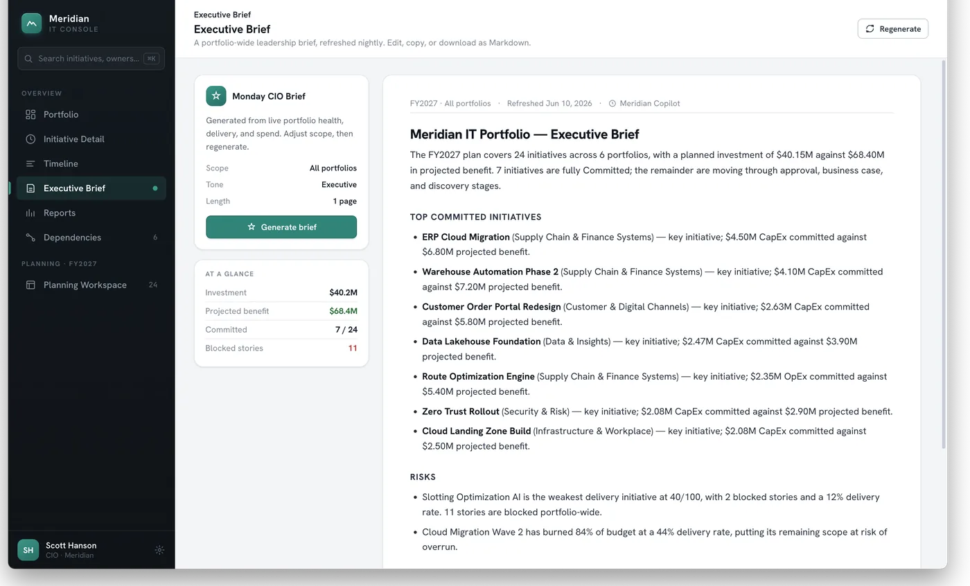 Meridian IT Console — executive brief